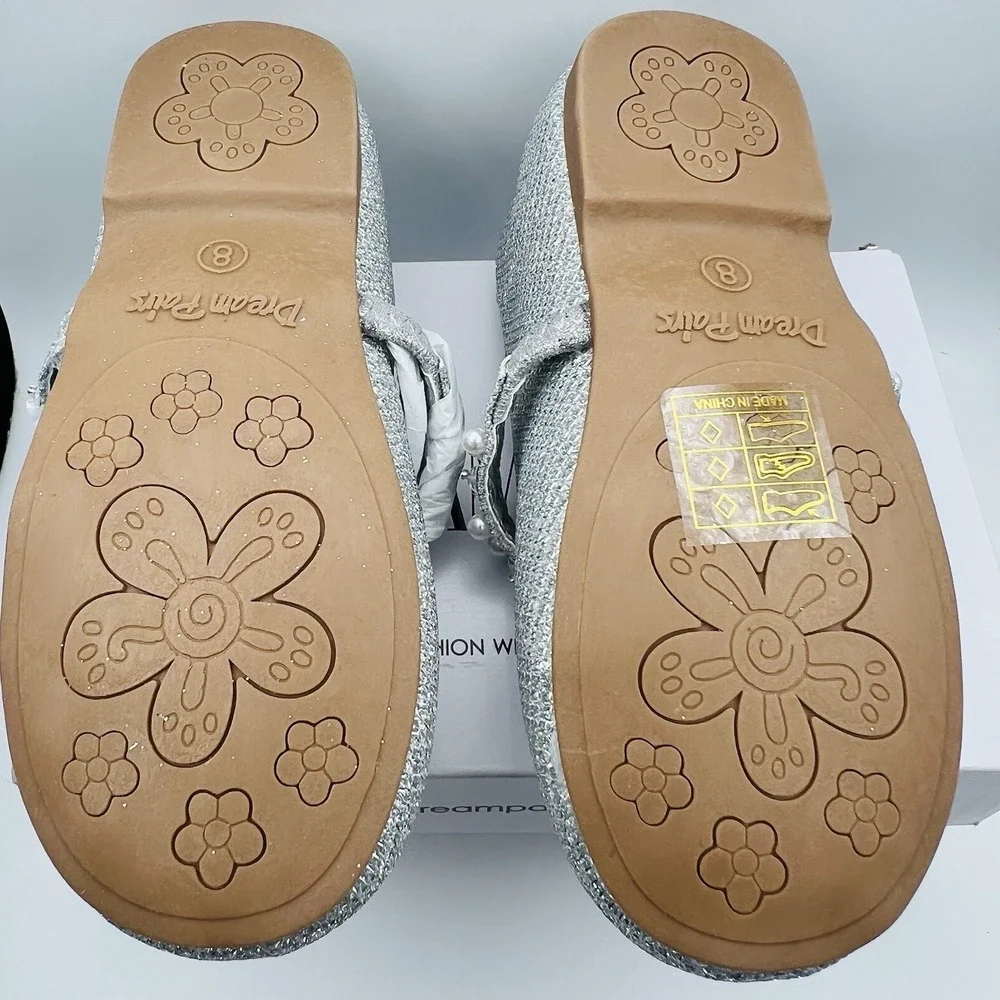 Dream Pairs Mary Jane Glitter Dress Shoes Size 8 Silver Toddler Slip On Party